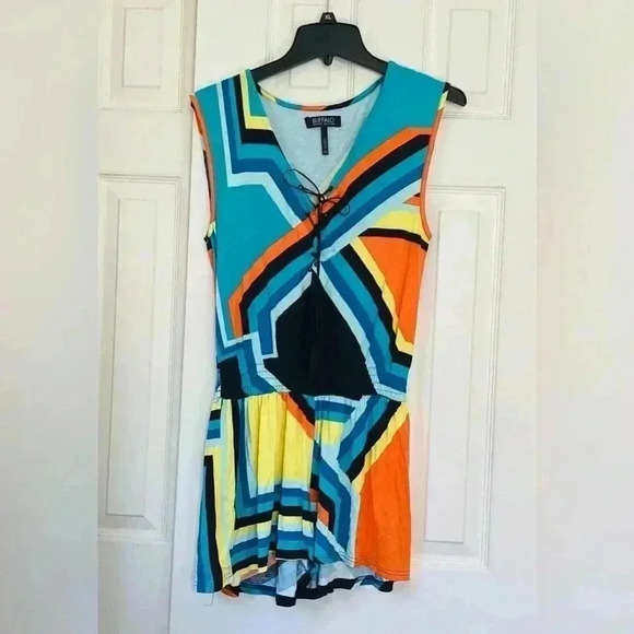 BUFFALO David Bitton Unique Colorful Geometric Y2K Print Sleeveless Rompers - Picture 6 of 6